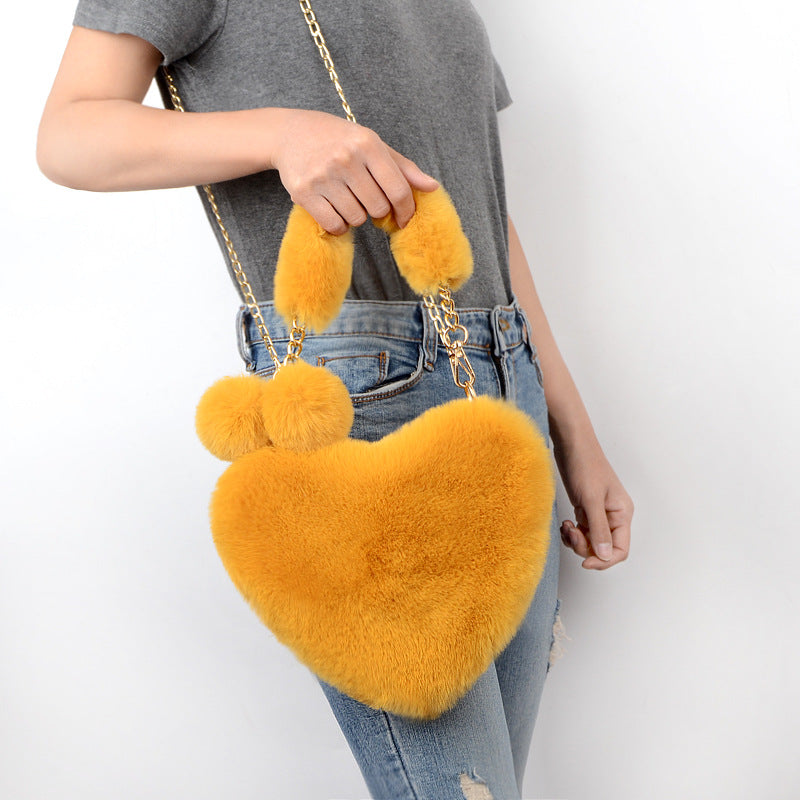 Heart-Shaped  Soft Plush Handbag