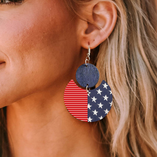 American Flag Wooden Earrings for Women