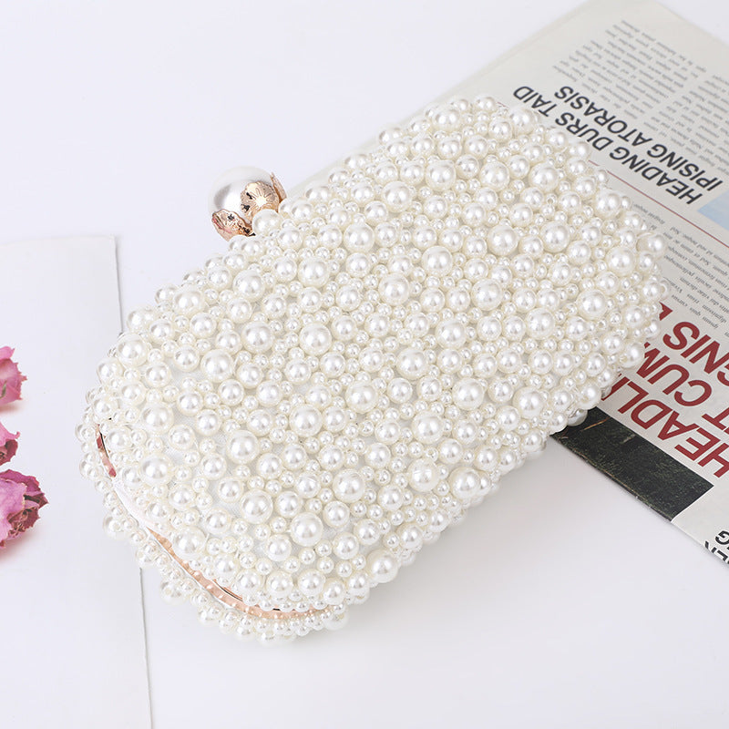 Women's Pearl Dinner Bag Soft Surface Lock Clutch