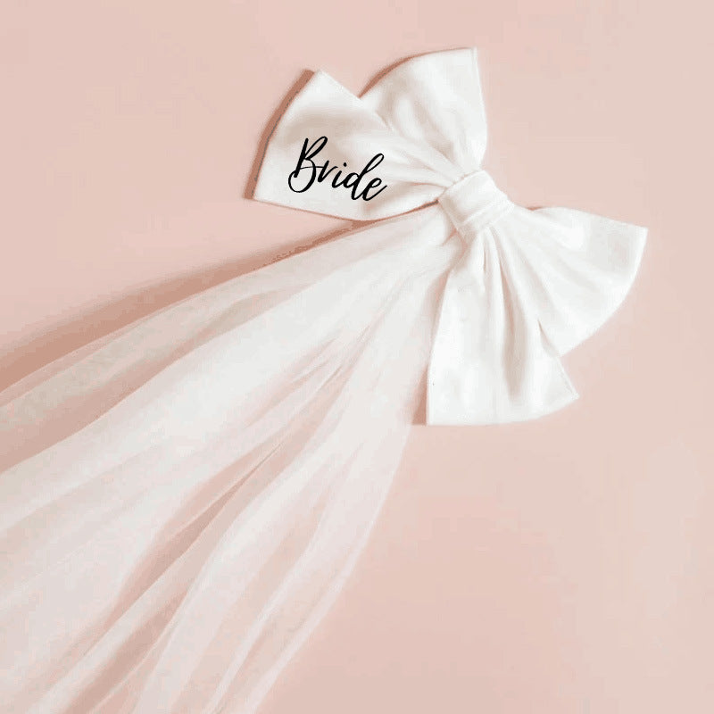 Wedding Bachelorette Party Bride Big Bow Hairpin Veil