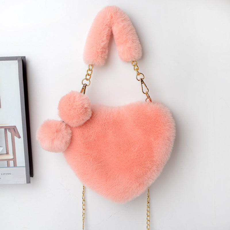 Heart-Shaped  Soft Plush Handbag