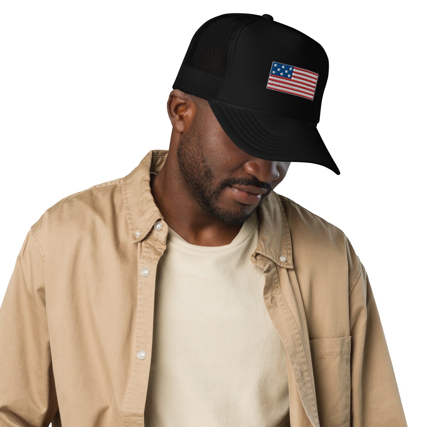 Embroidered USA Flag Foam Trucker Hat