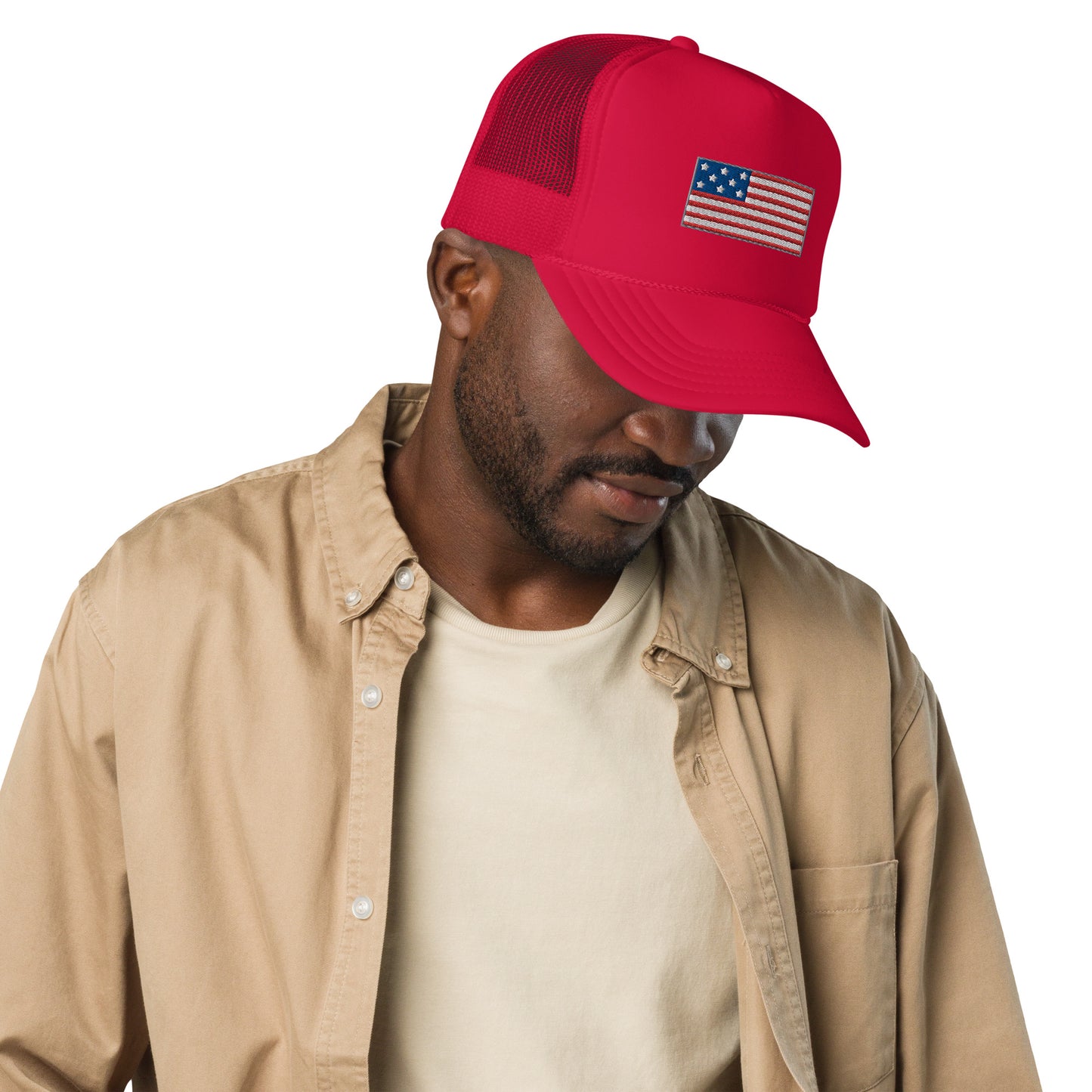 Embroidered USA Flag Foam Trucker Hat