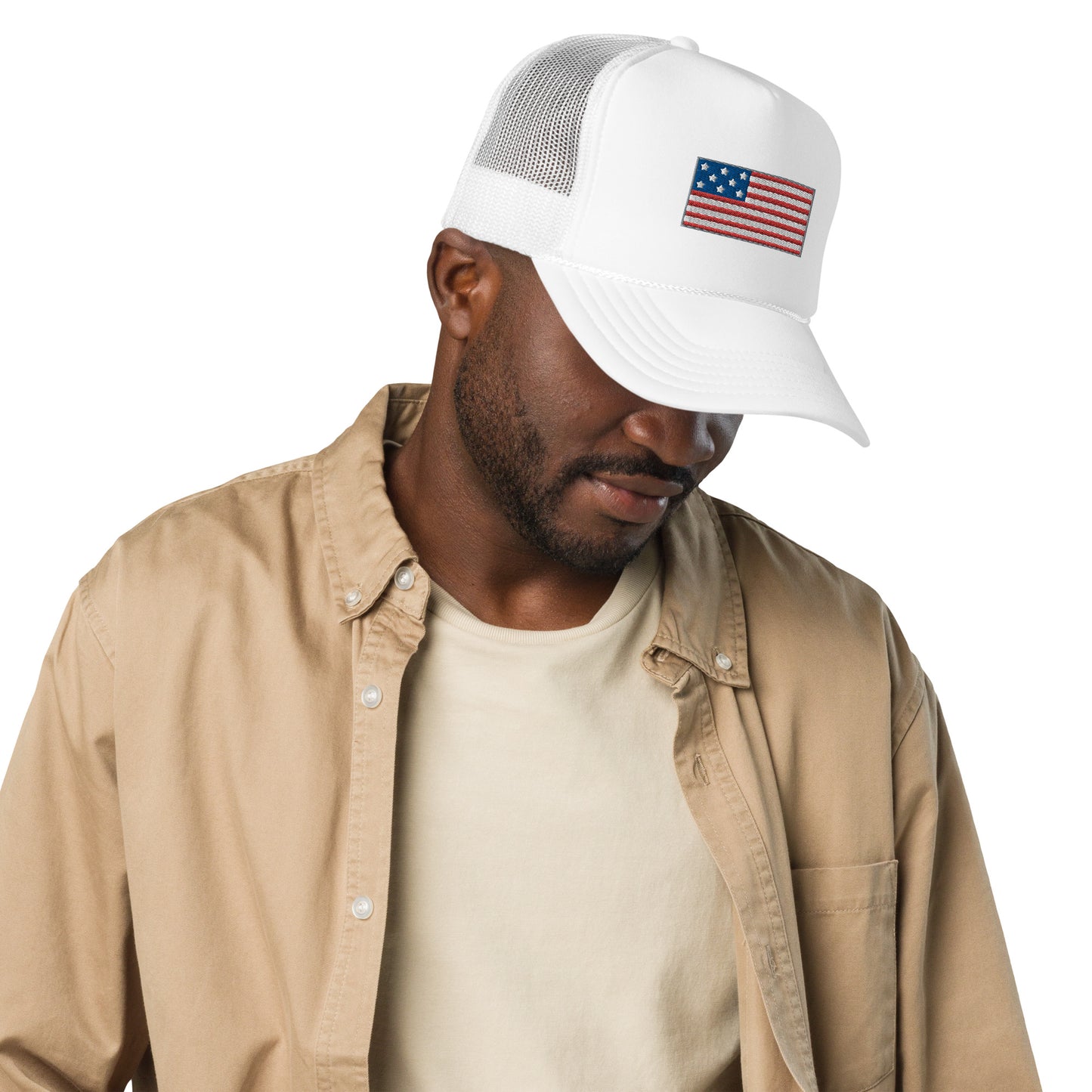 Embroidered USA Flag Foam Trucker Hat