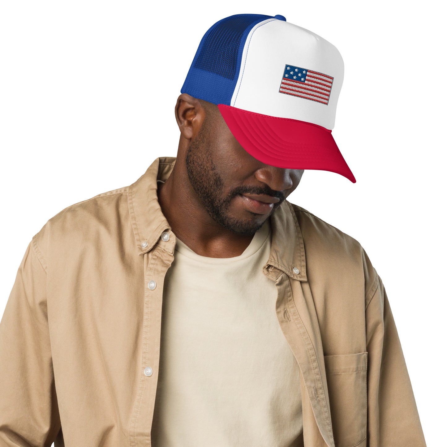 Embroidered USA Flag Foam Trucker Hat